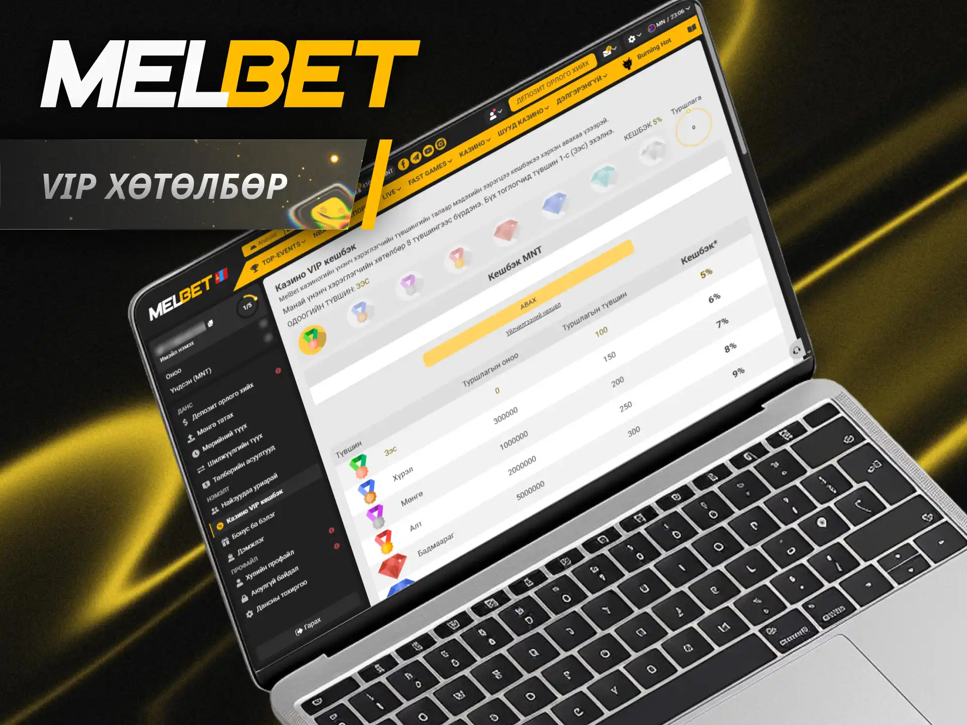 Сэтгэл хөдөлгөм Melbet VIP хөтөлбөрт хамрагдаж онцгой урамшууллуудыг аваарай.